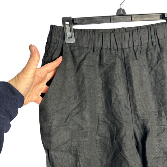 Quince 100% European Linen Pull On Pants Black Small Boho Resort Wear Summer - Picture 5 of 15